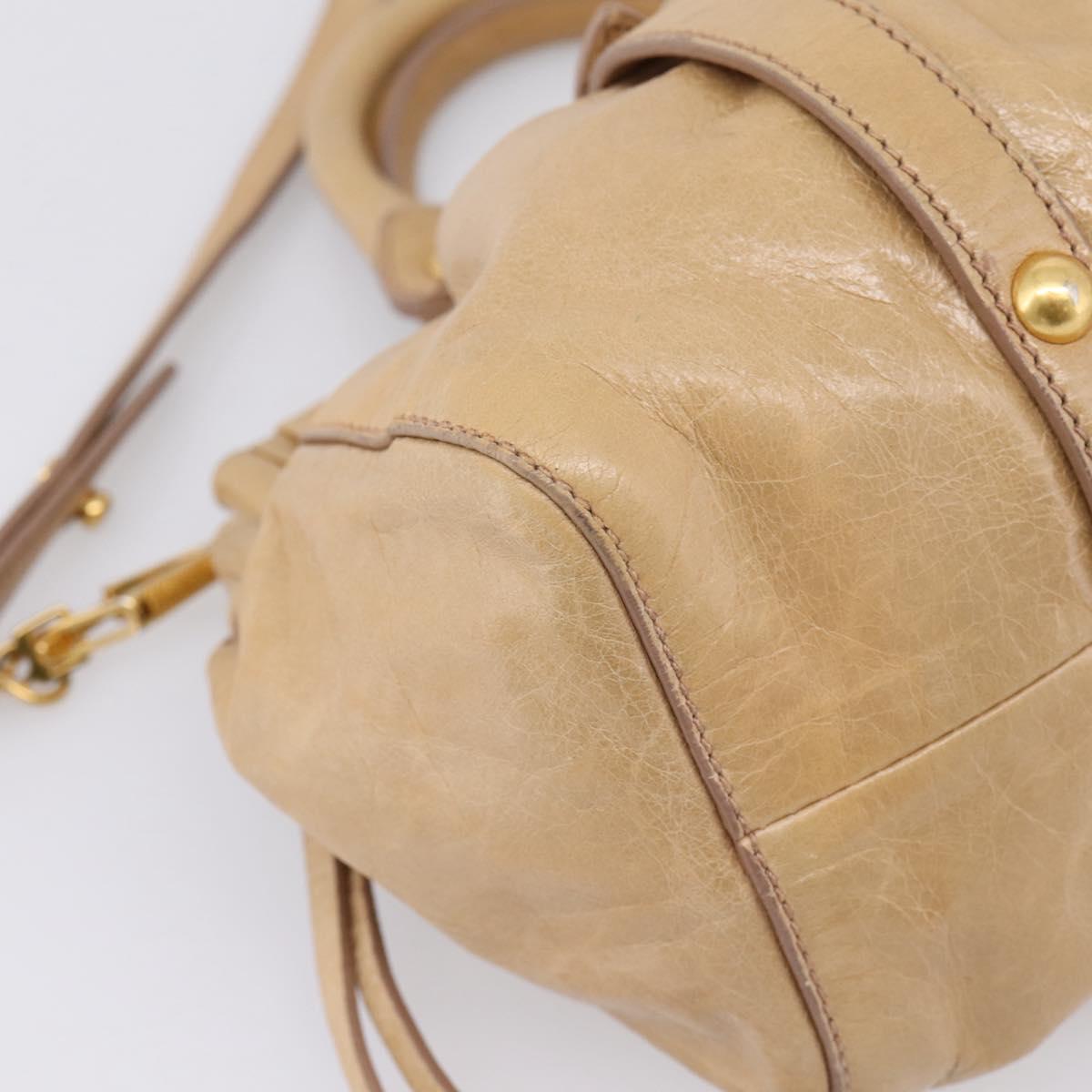 Miu Miu Hand Bag Vitellolux 2way Beige Gold Auth 209844V
