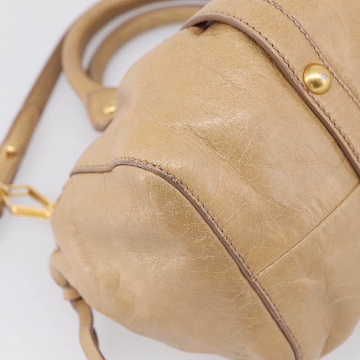 Miu Miu Hand Bag Vitellolux 2way Beige Gold Auth 209844V