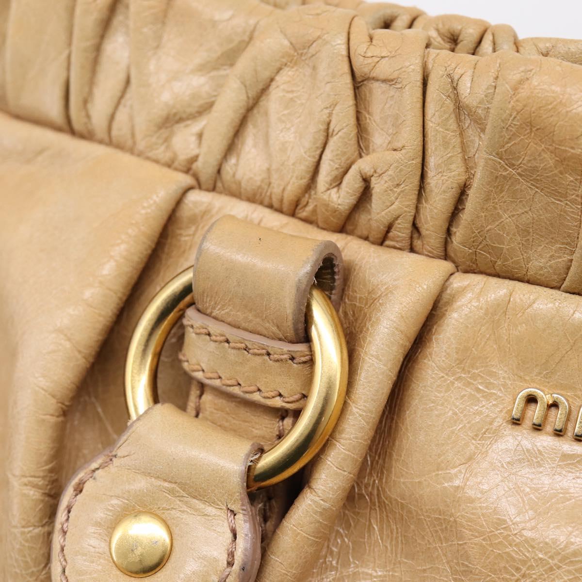 Miu Miu Hand Bag Vitellolux 2way Beige Gold Auth 209844V