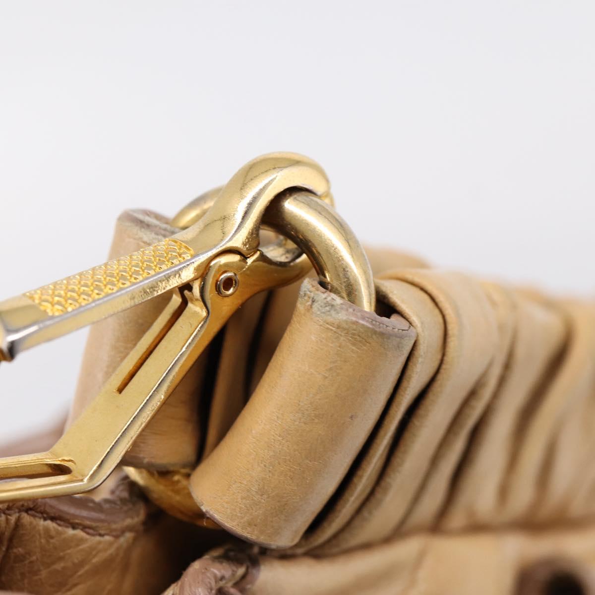 Miu Miu Hand Bag Vitellolux 2way Beige Gold Auth 209844V
