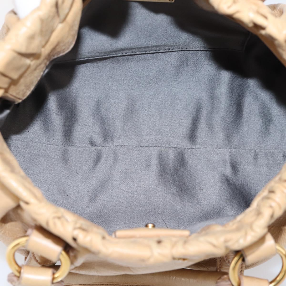 Miu Miu Hand Bag Vitellolux 2way Beige Gold Auth 209844V