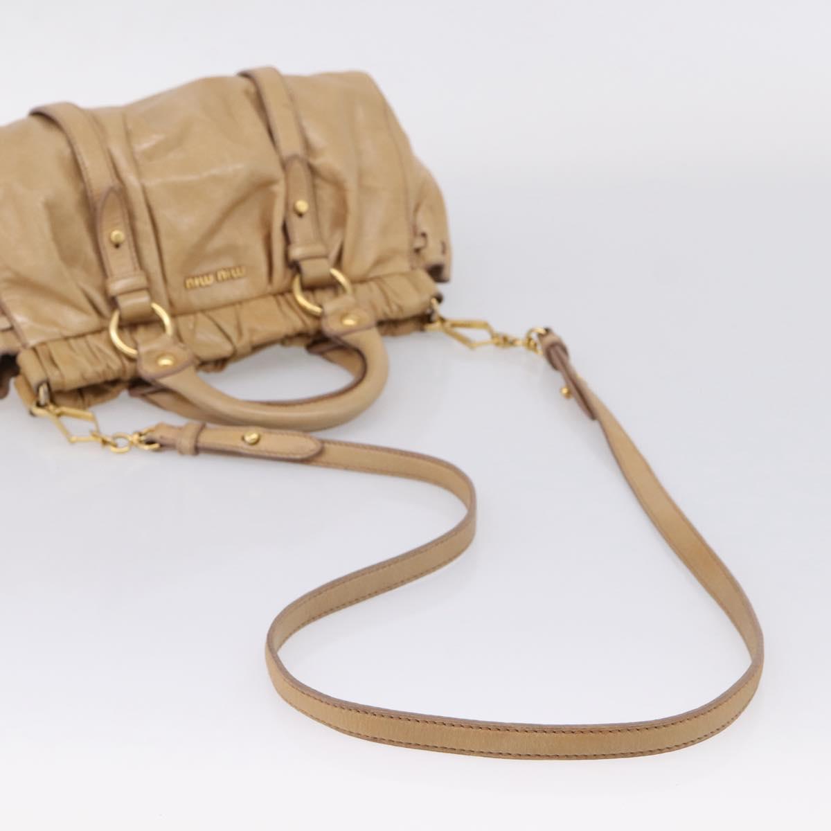 Miu Miu Hand Bag Vitellolux 2way Beige Gold Auth 209844V
