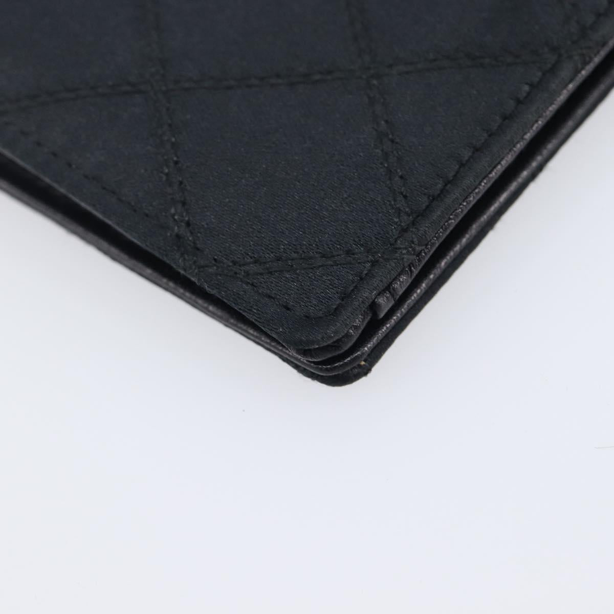 CHANEL Bicolore Card Case Satin Black Gold CC Auth 209845V