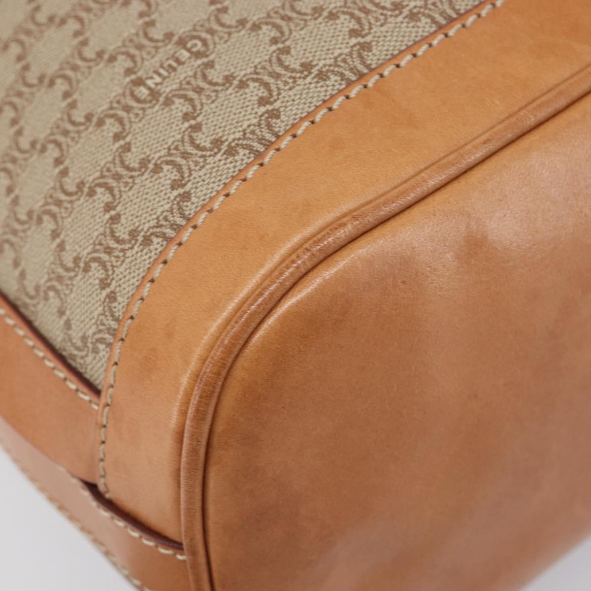 CELINE Macadam Canvas Shoulder Bag PVC Beige Gold Auth 209850A