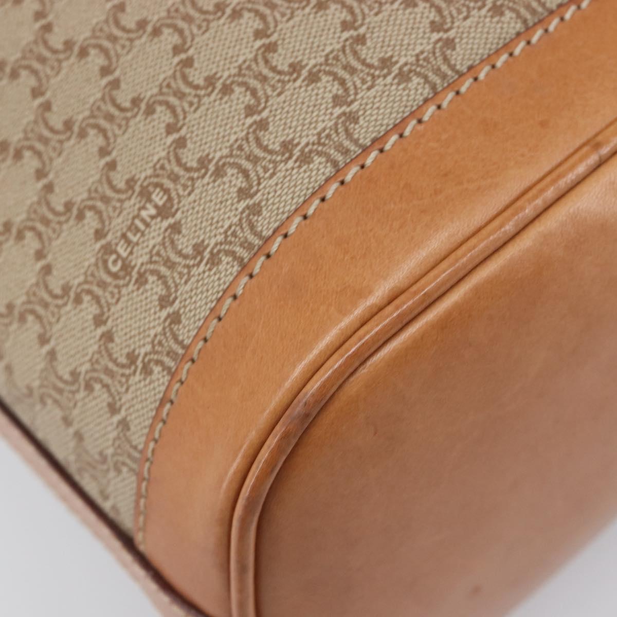 CELINE Macadam Canvas Shoulder Bag PVC Beige Gold Auth 209850A
