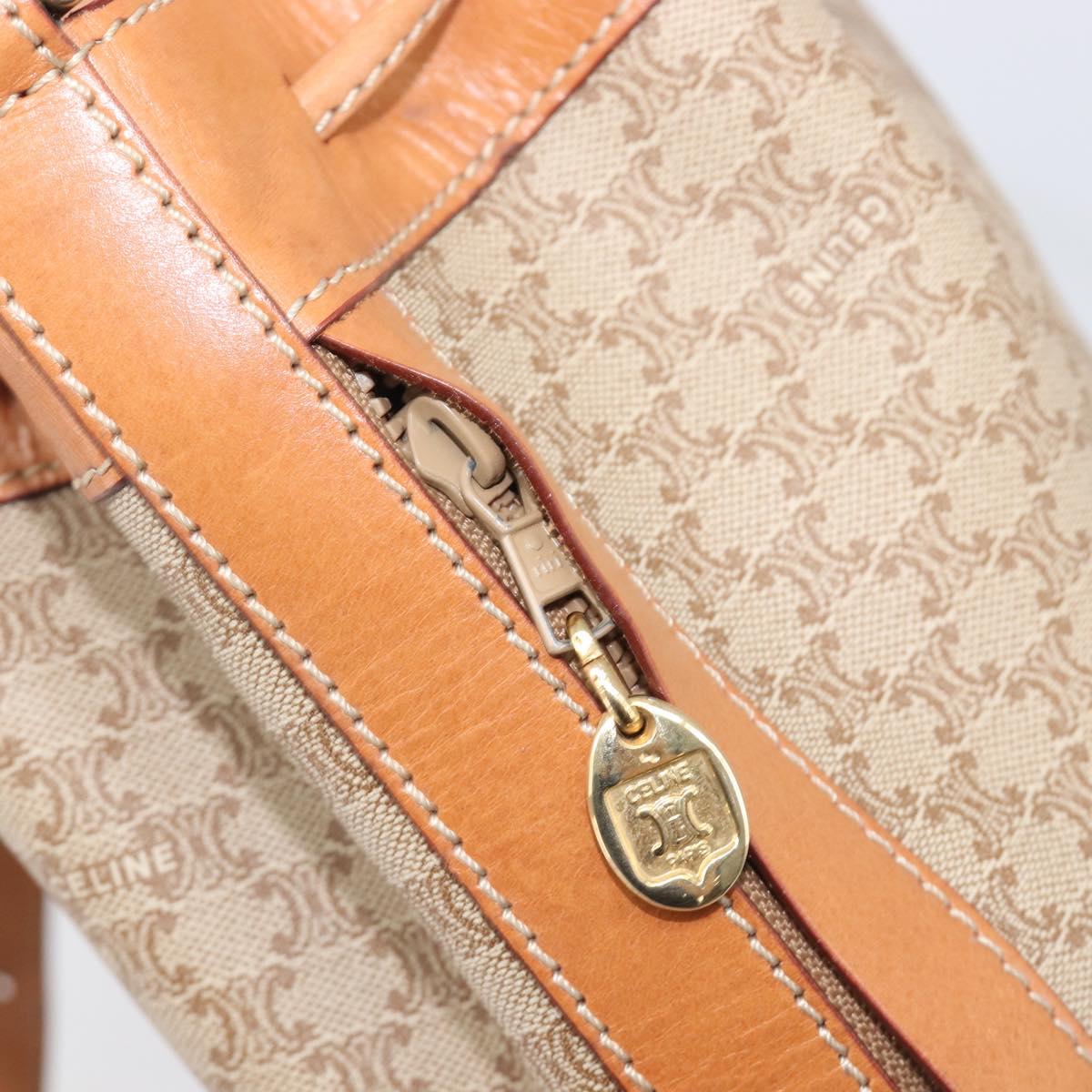CELINE Macadam Canvas Shoulder Bag PVC Beige Gold Auth 209850A