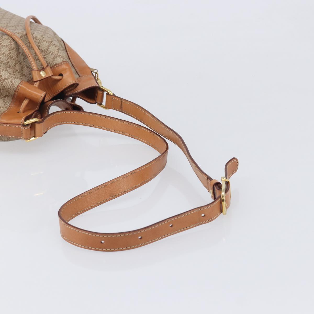 CELINE Macadam Canvas Shoulder Bag PVC Beige Gold Auth 209850A