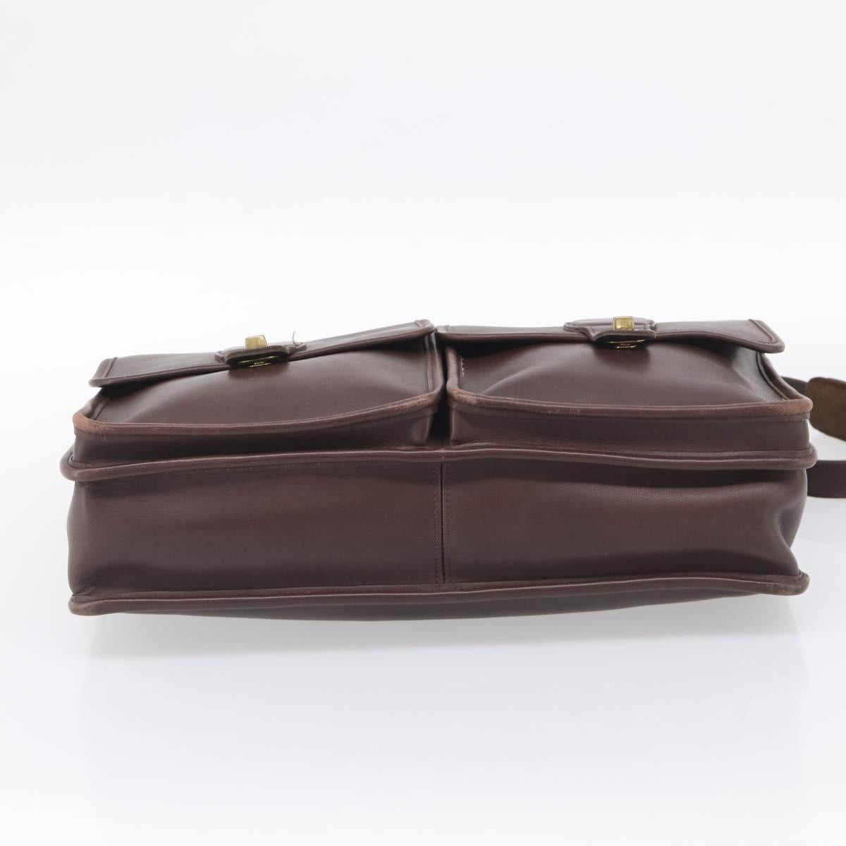 Coach Briefcase Leather 2way Dark Brown Gold Auth 209852