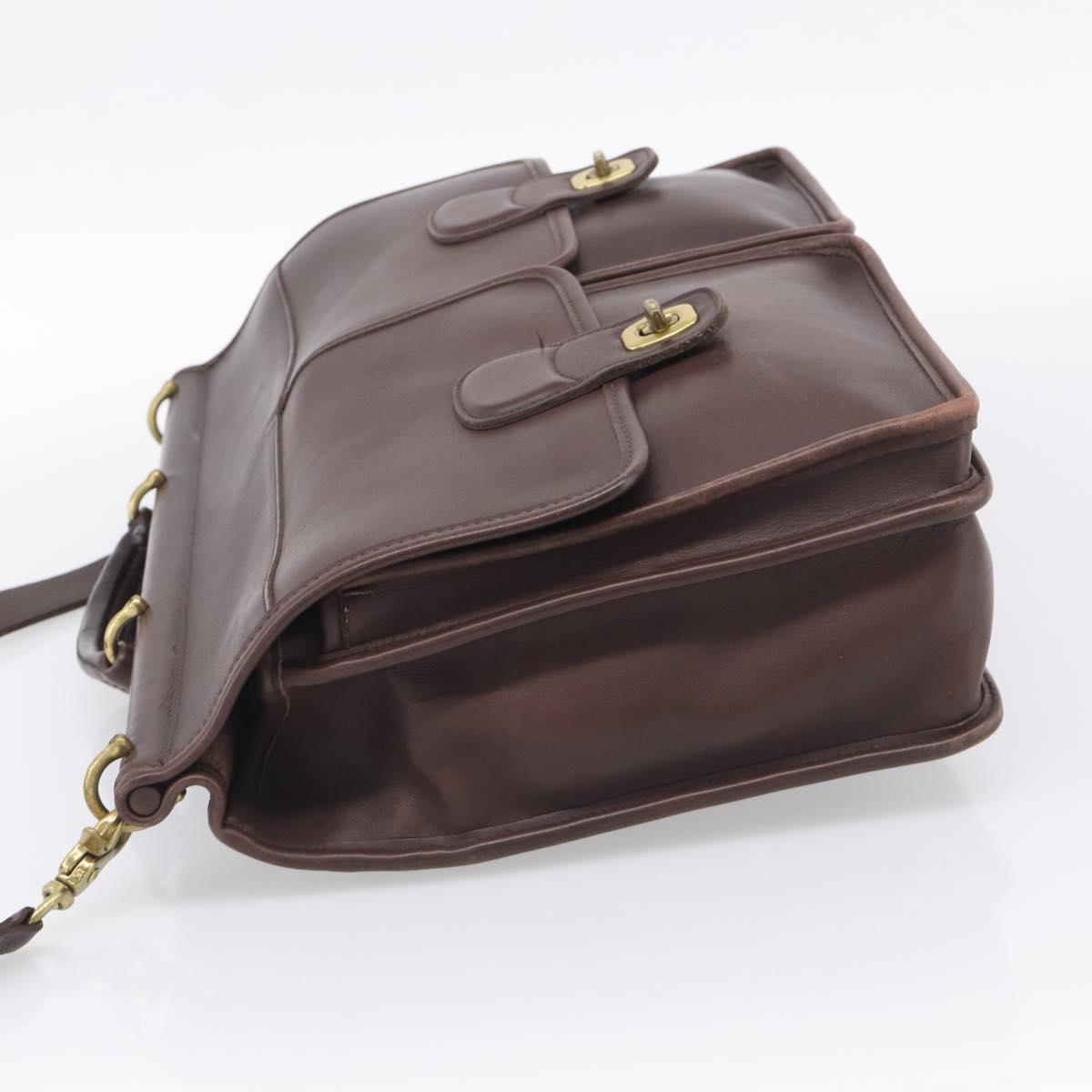 Coach Briefcase Leather 2way Dark Brown Gold Auth 209852