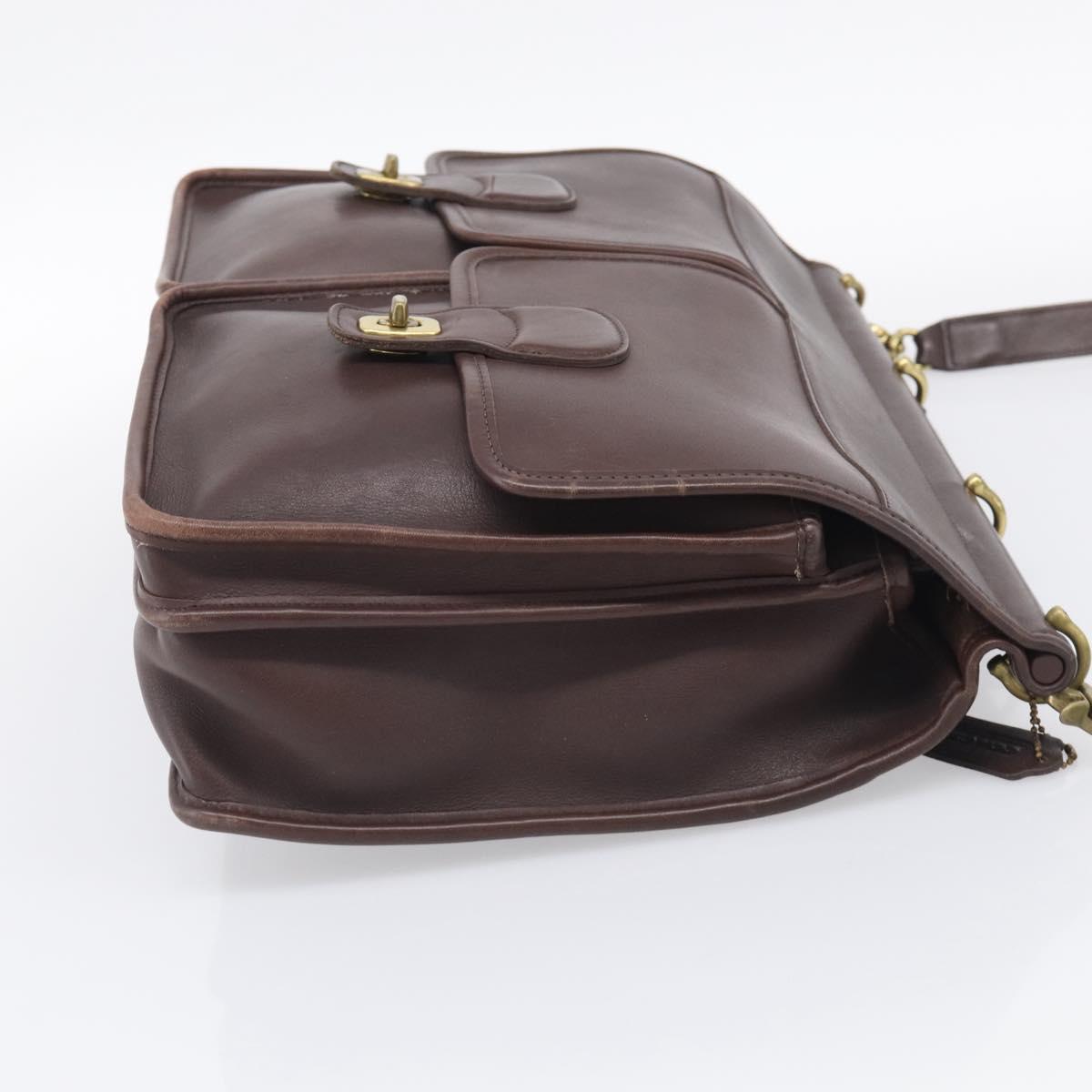 Coach Briefcase Leather 2way Dark Brown Gold Auth 209852