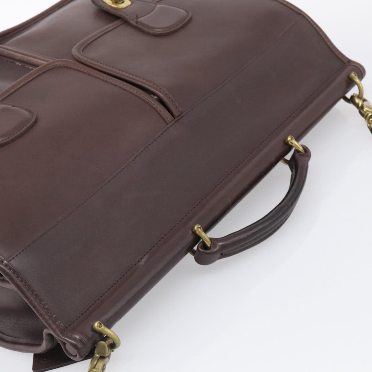 Coach Briefcase Leather 2way Dark Brown Gold Auth 209852