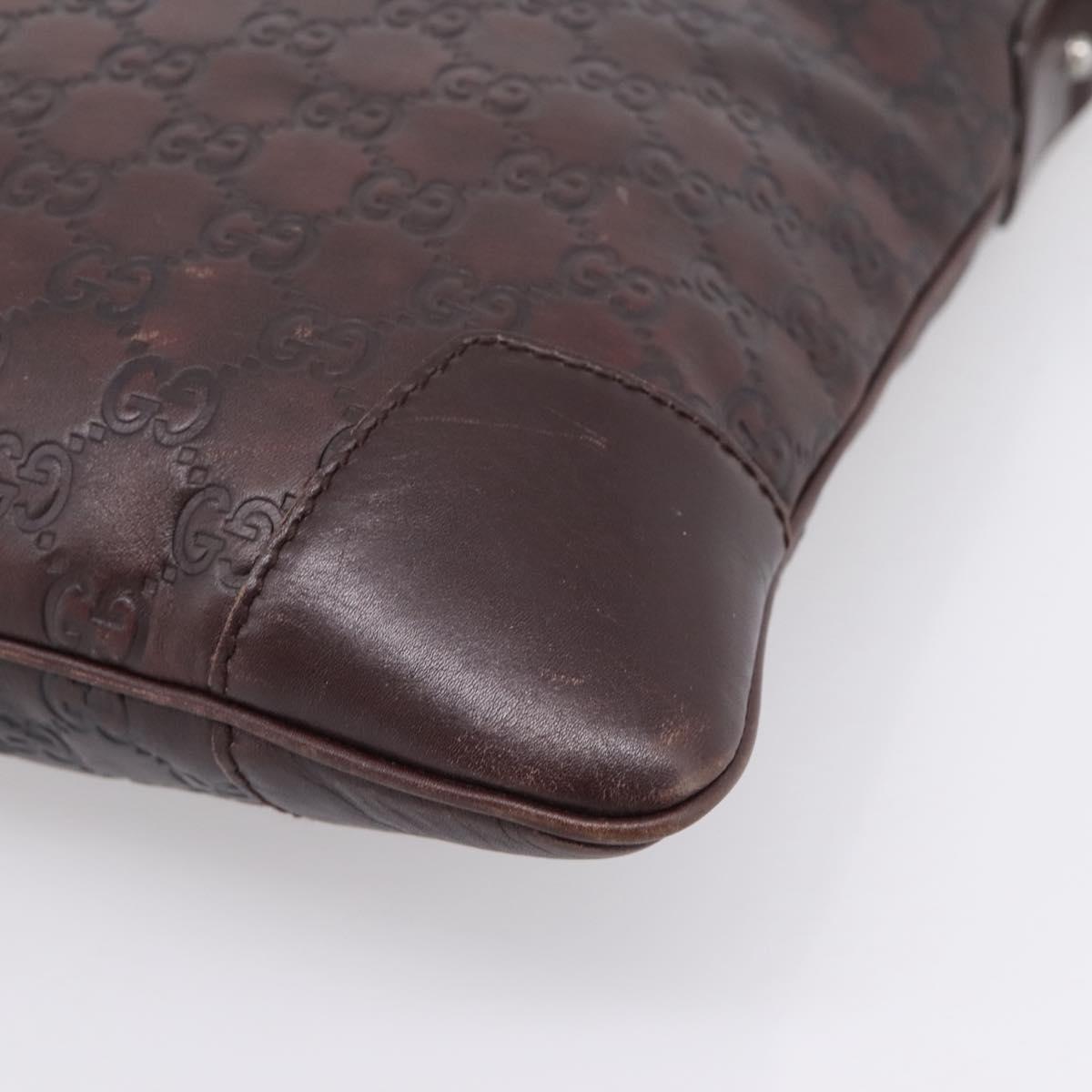 GUCCI GG Canvas Guccissima Bag Leather Dark Brown Silver 148476 Auth 209853V
