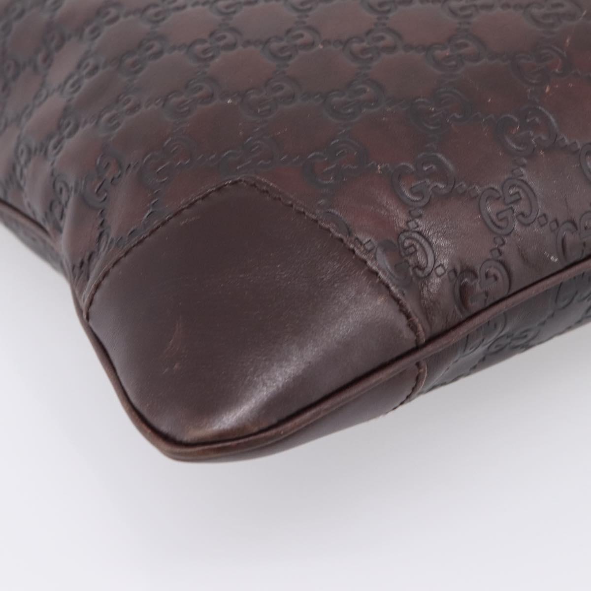 GUCCI GG Canvas Guccissima Bag Leather Dark Brown Silver 148476 Auth 209853V