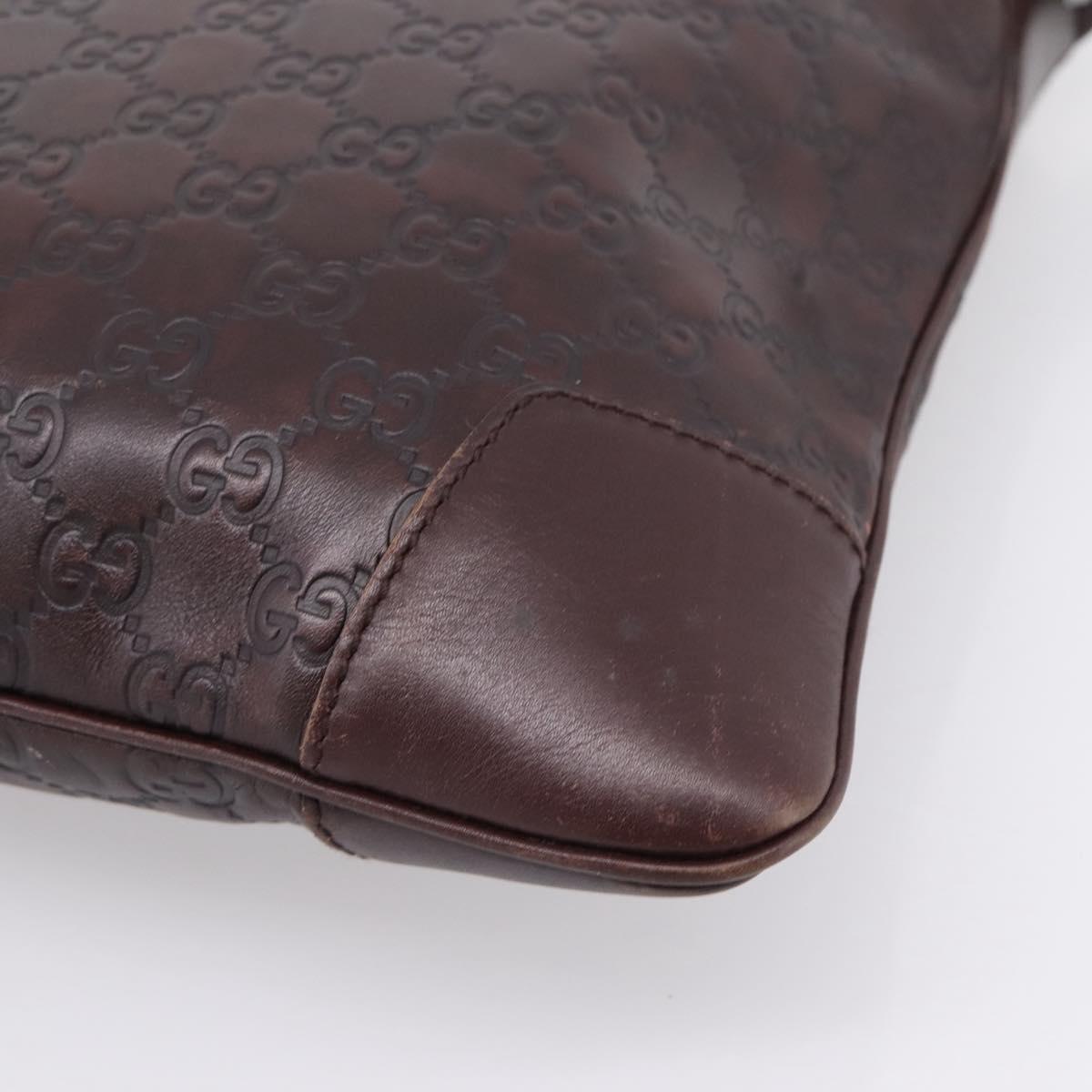 GUCCI GG Canvas Guccissima Bag Leather Dark Brown Silver 148476 Auth 209853V