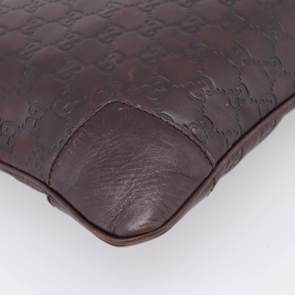 GUCCI GG Canvas Guccissima Bag Leather Dark Brown Silver 148476 Auth 209853V
