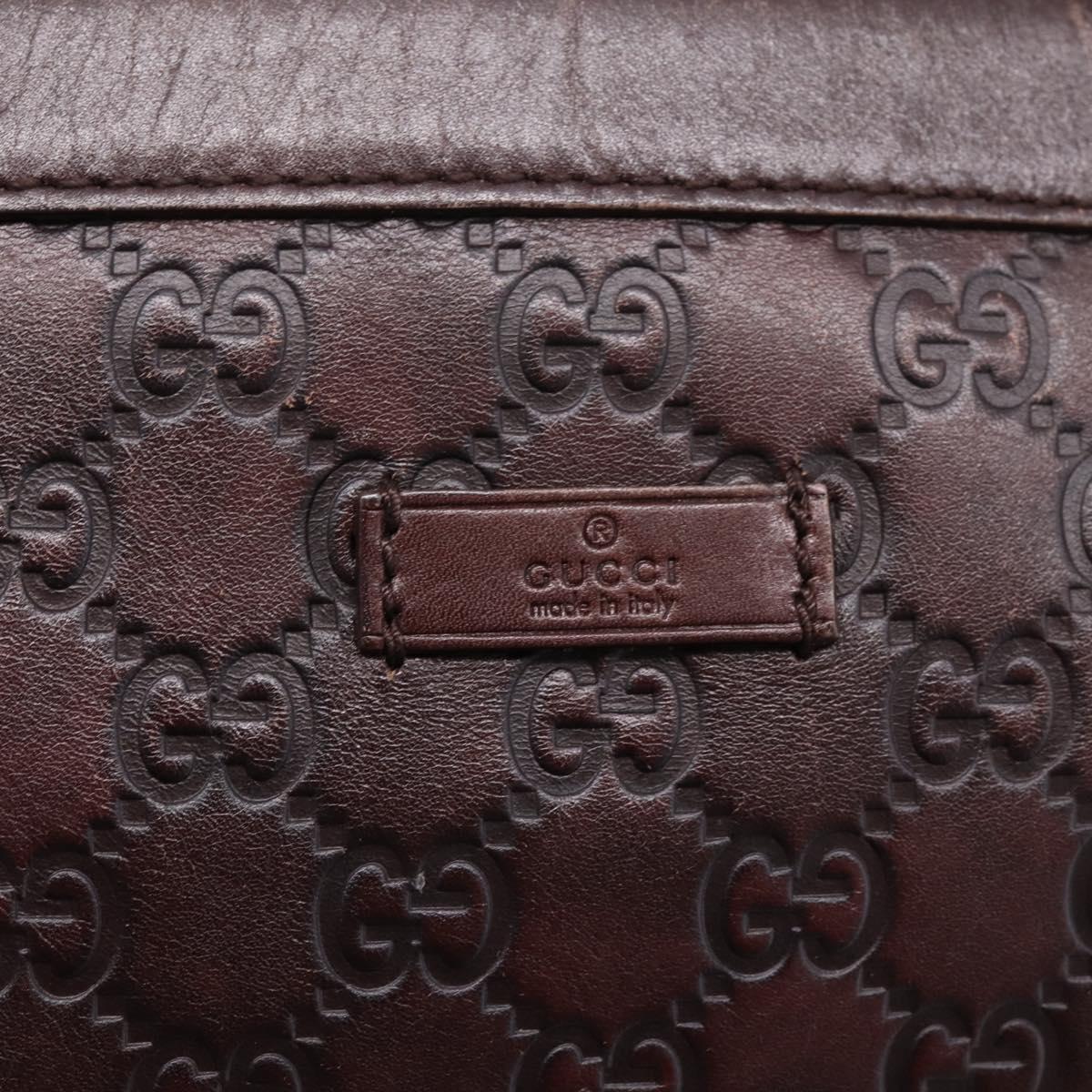 GUCCI GG Canvas Guccissima Bag Leather Dark Brown Silver 148476 Auth 209853V
