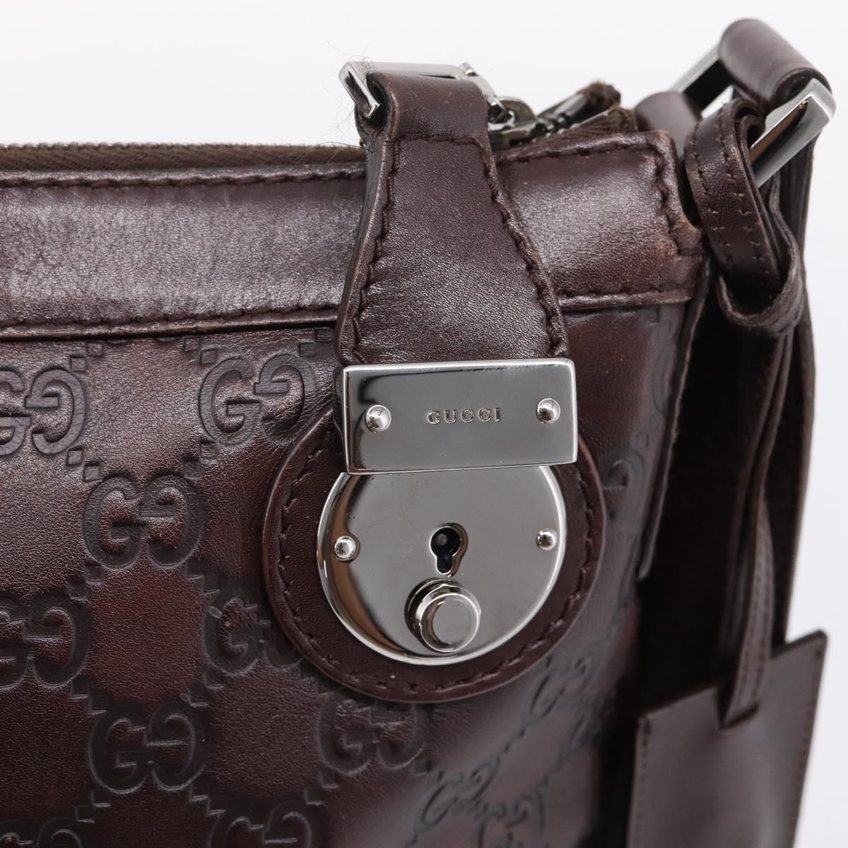 GUCCI GG Canvas Guccissima Bag Leather Dark Brown Silver 148476 Auth 209853V