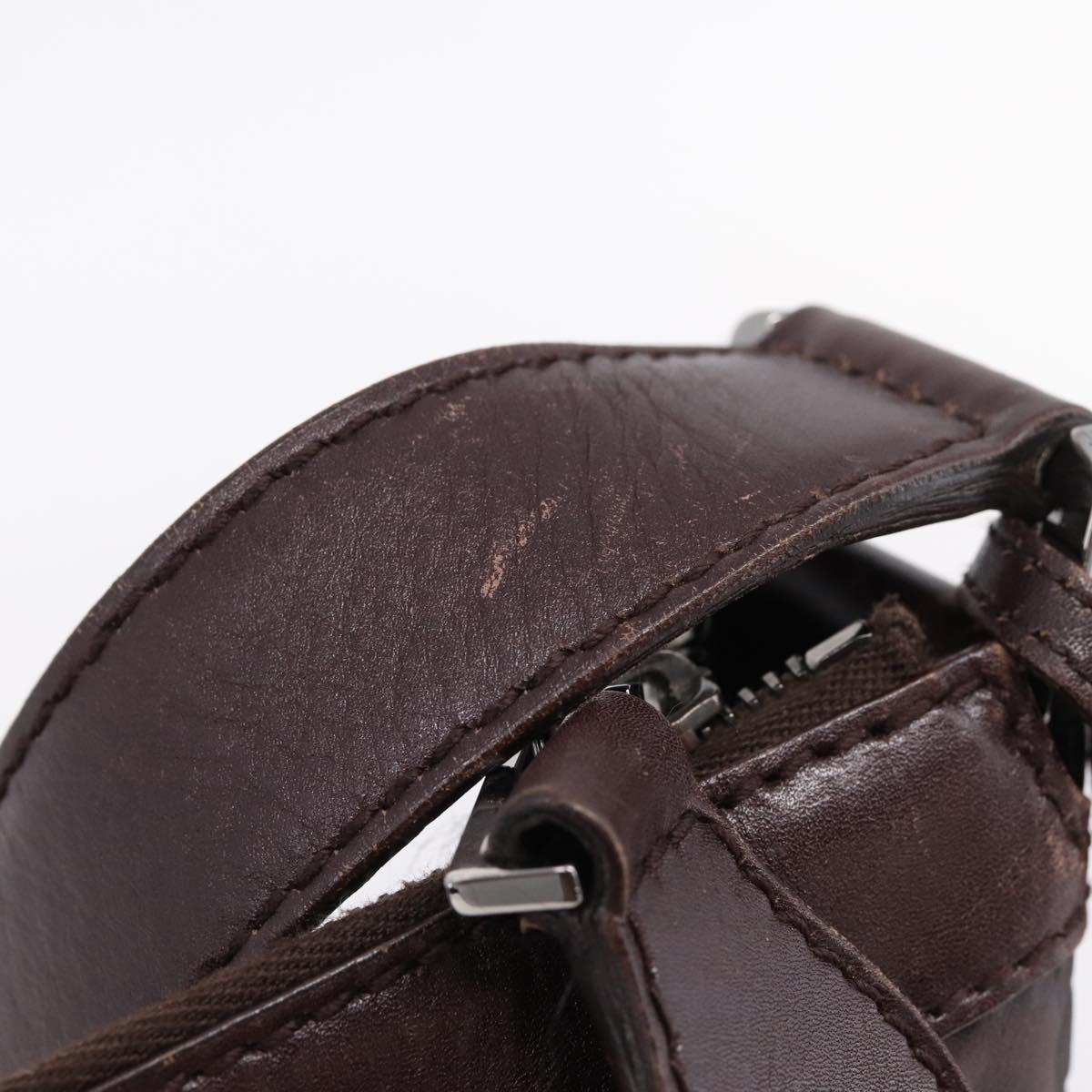 GUCCI GG Canvas Guccissima Bag Leather Dark Brown Silver 148476 Auth 209853V
