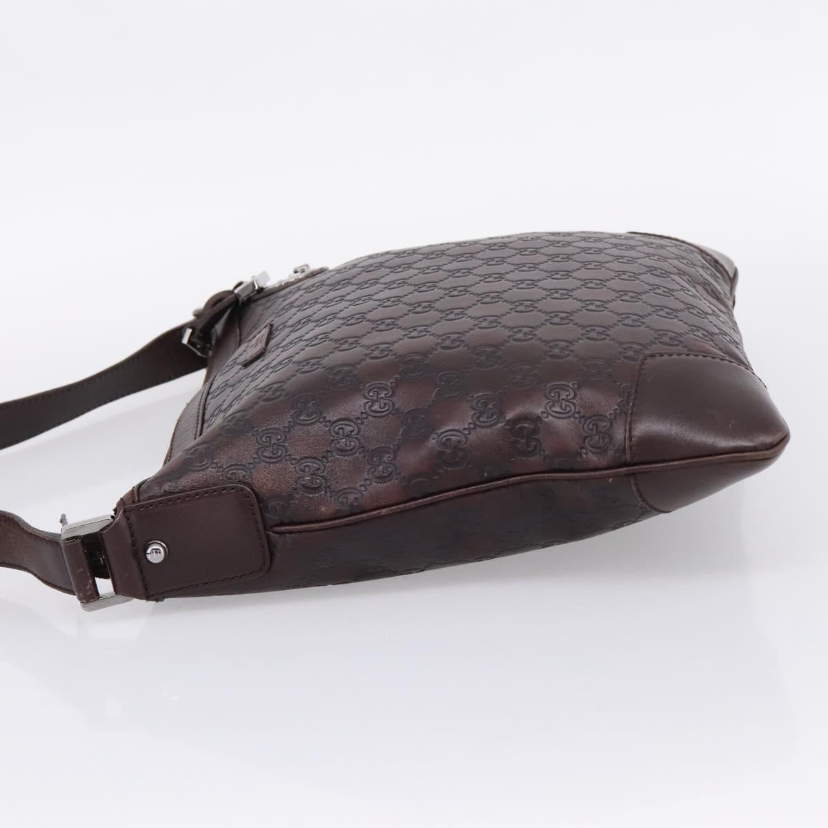 GUCCI GG Canvas Guccissima Bag Leather Dark Brown Silver 148476 Auth 209853V