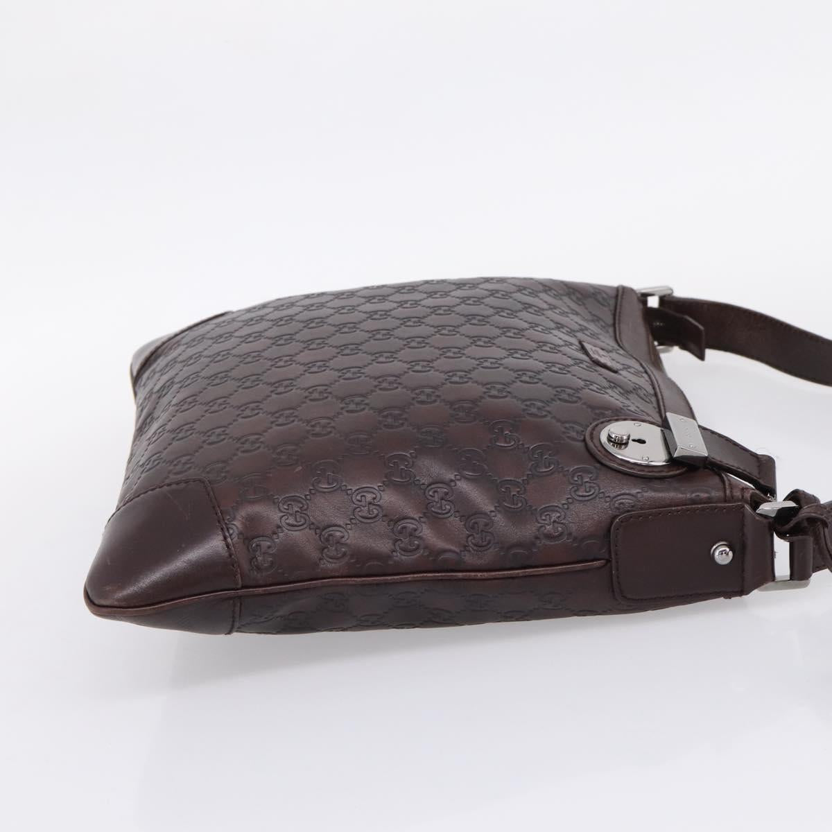 GUCCI GG Canvas Guccissima Bag Leather Dark Brown Silver 148476 Auth 209853V