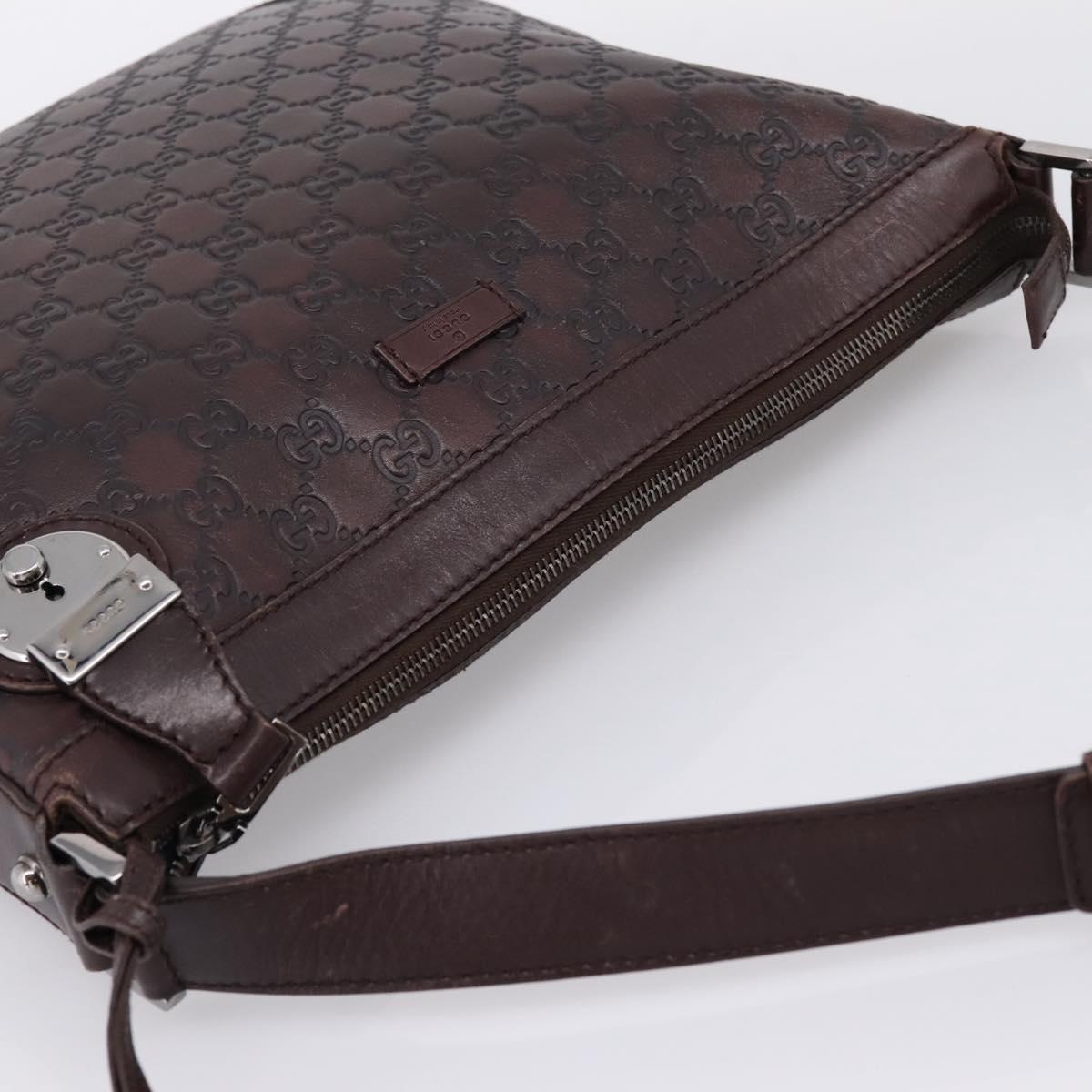 GUCCI GG Canvas Guccissima Bag Leather Dark Brown Silver 148476 Auth 209853V