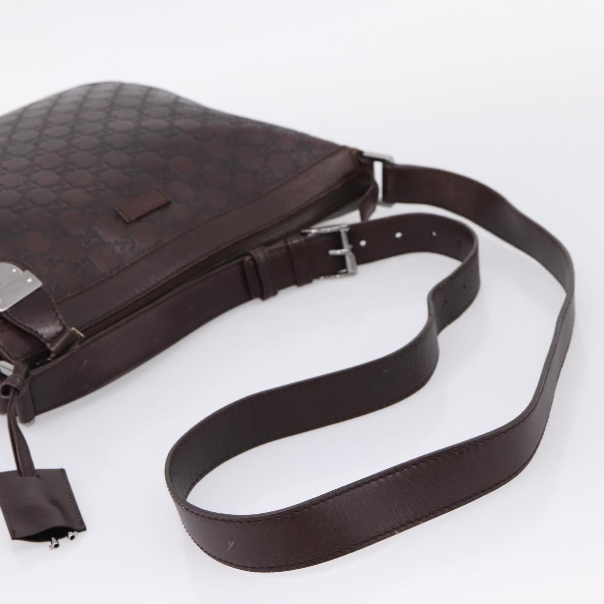 GUCCI GG Canvas Guccissima Bag Leather Dark Brown Silver 148476 Auth 209853V