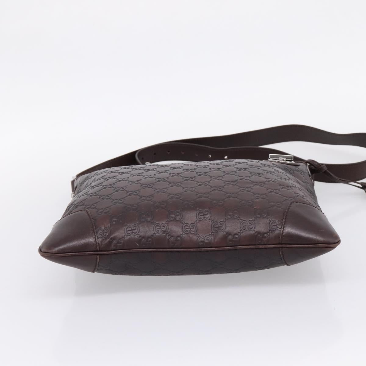 GUCCI GG Canvas Guccissima Bag Leather Dark Brown Silver 148476 Auth 209853V
