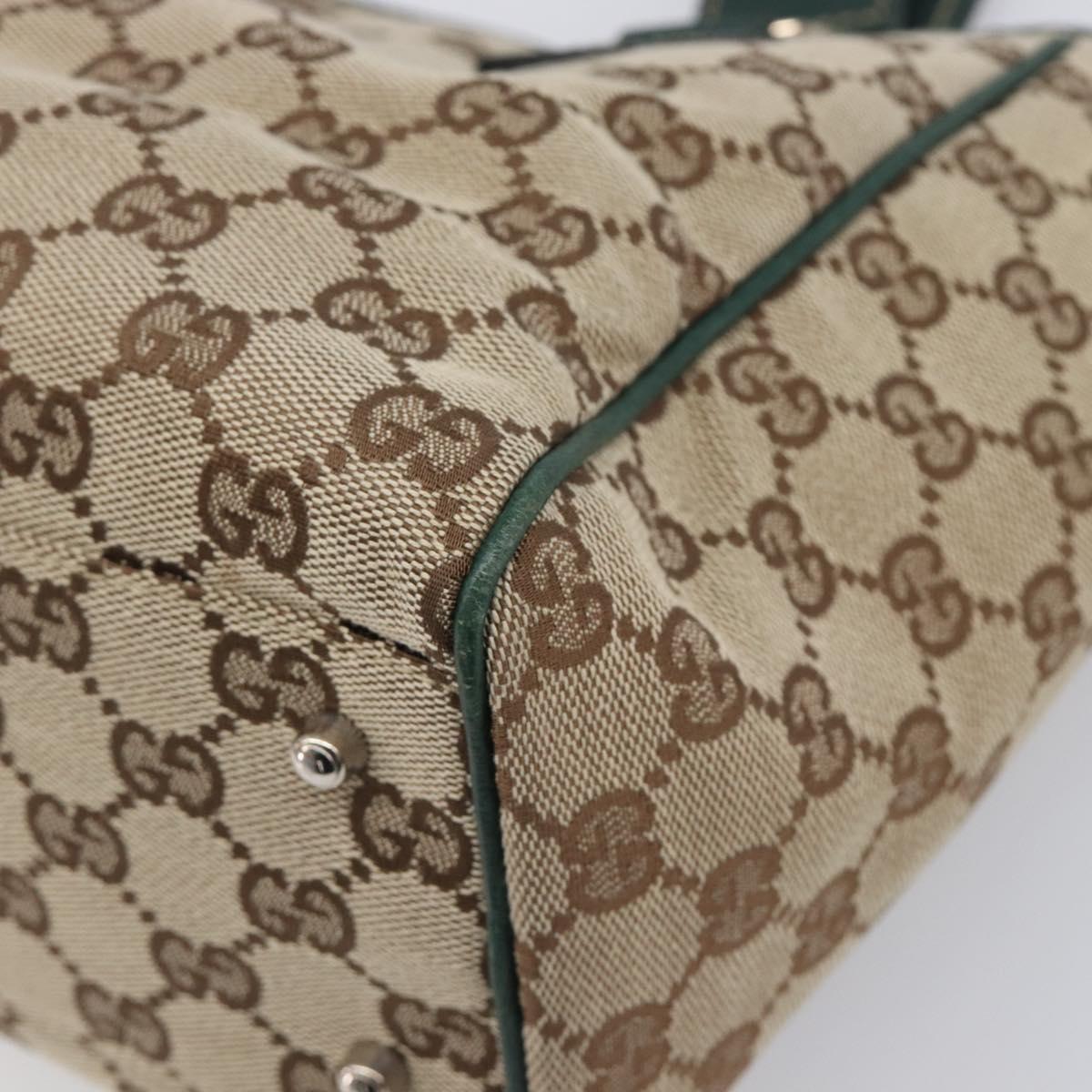 GUCCI GG Canvas Web Sherry Line Hand Bag Beige Silver 145810 Auth 209857V