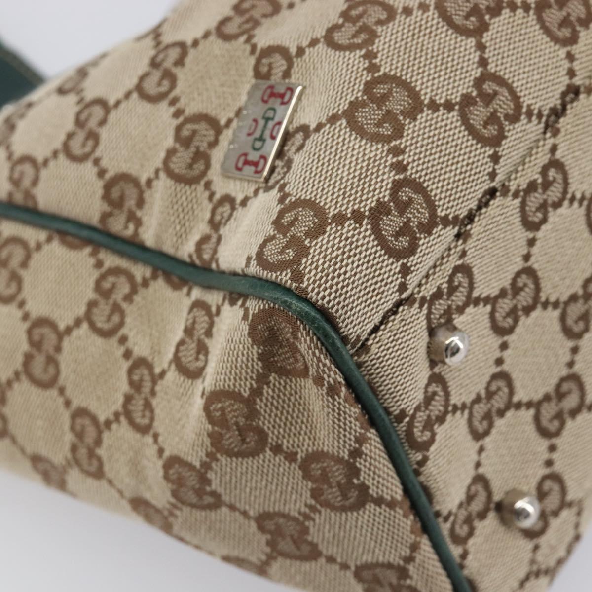 GUCCI GG Canvas Web Sherry Line Hand Bag Beige Silver 145810 Auth 209857V