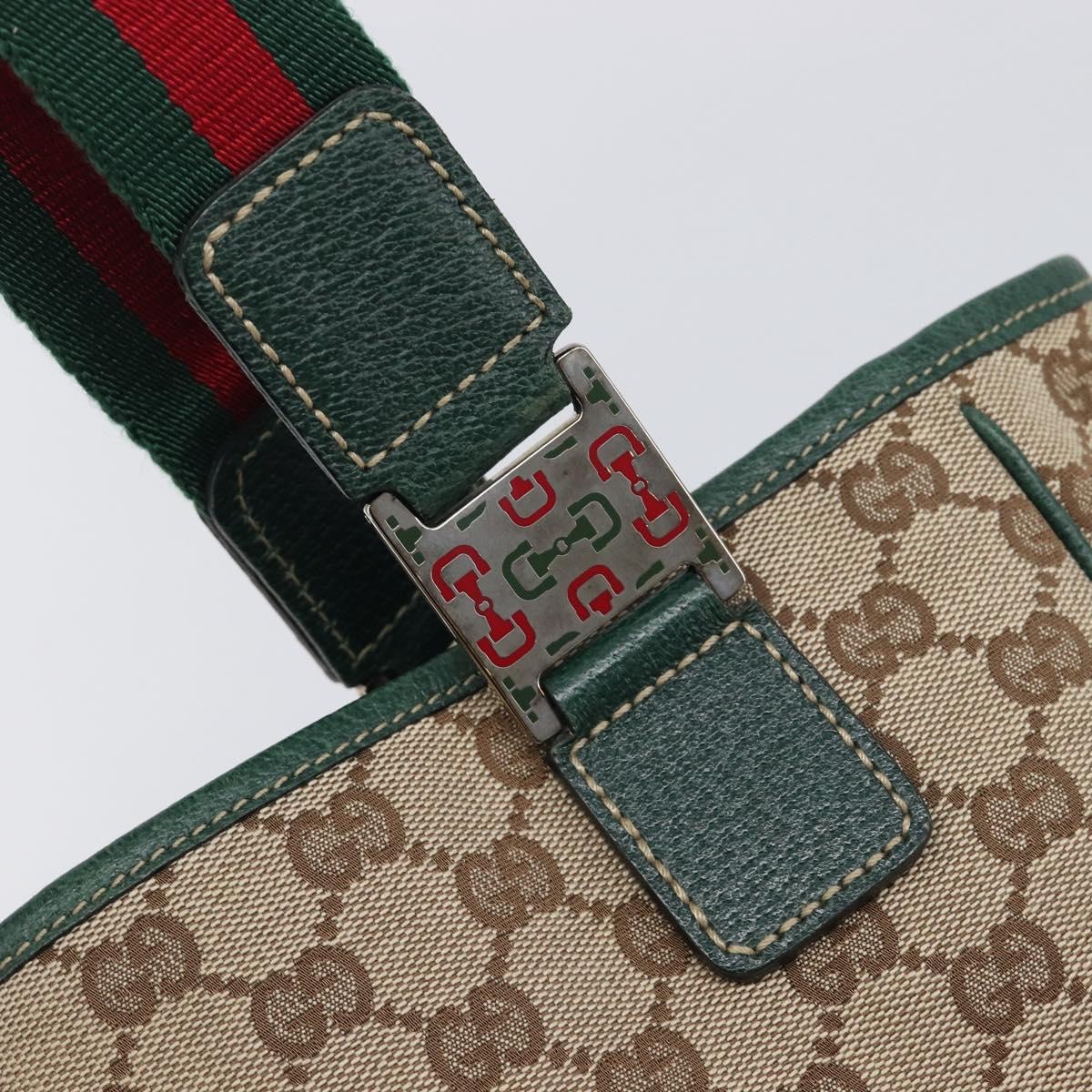 GUCCI GG Canvas Web Sherry Line Hand Bag Beige Silver 145810 Auth 209857V