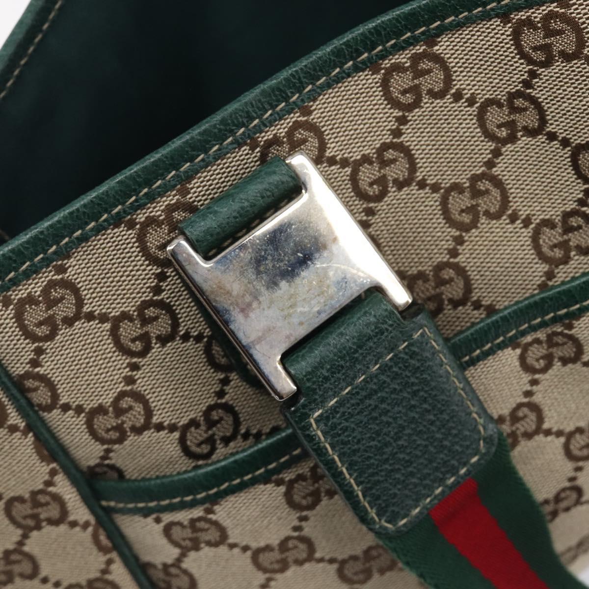 GUCCI GG Canvas Web Sherry Line Hand Bag Beige Silver 145810 Auth 209857V