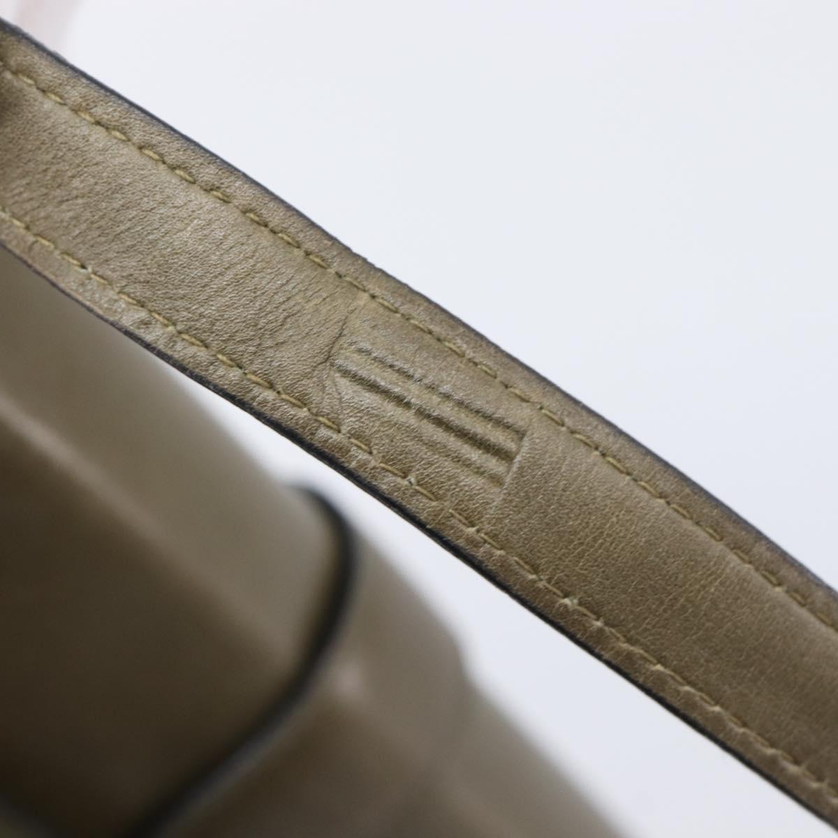 CELINE Shoulder Bag Leather Khaki Gold Auth 209858