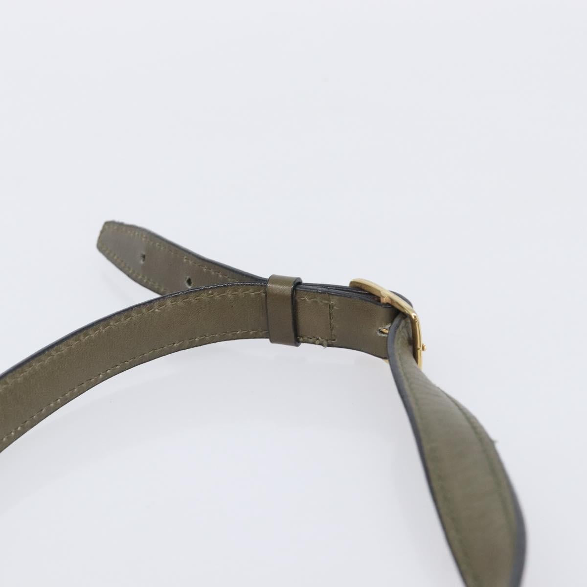 CELINE Shoulder Bag Leather Khaki Gold Auth 209858