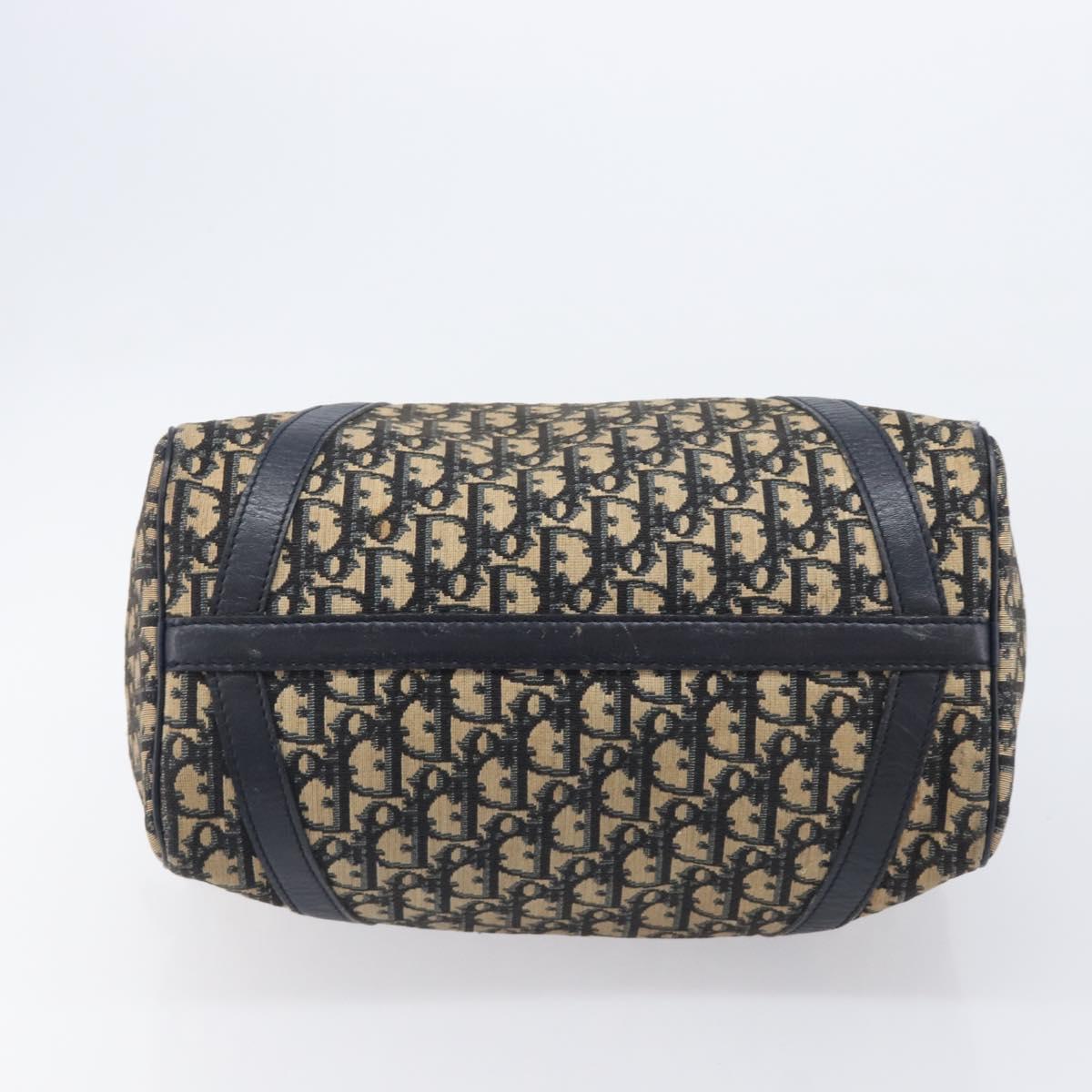Christian Dior Trotter Canvas Boston Bag Navy Silver Auth 209861