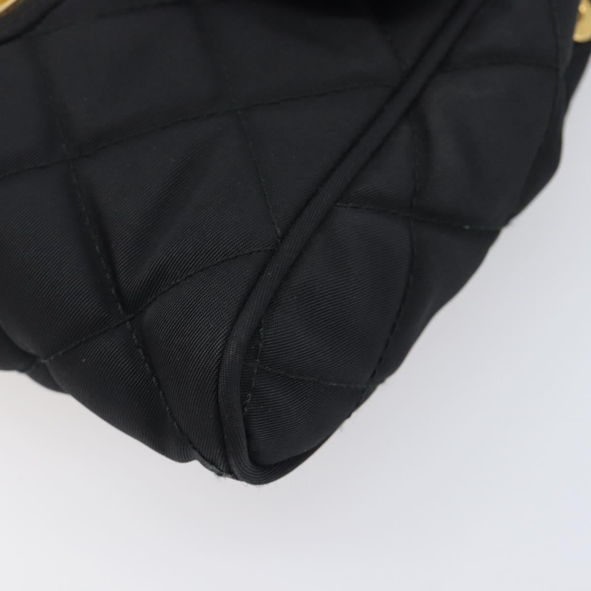 PRADA Chain Shoulder Bag Nylon Black Gold Auth 209862A