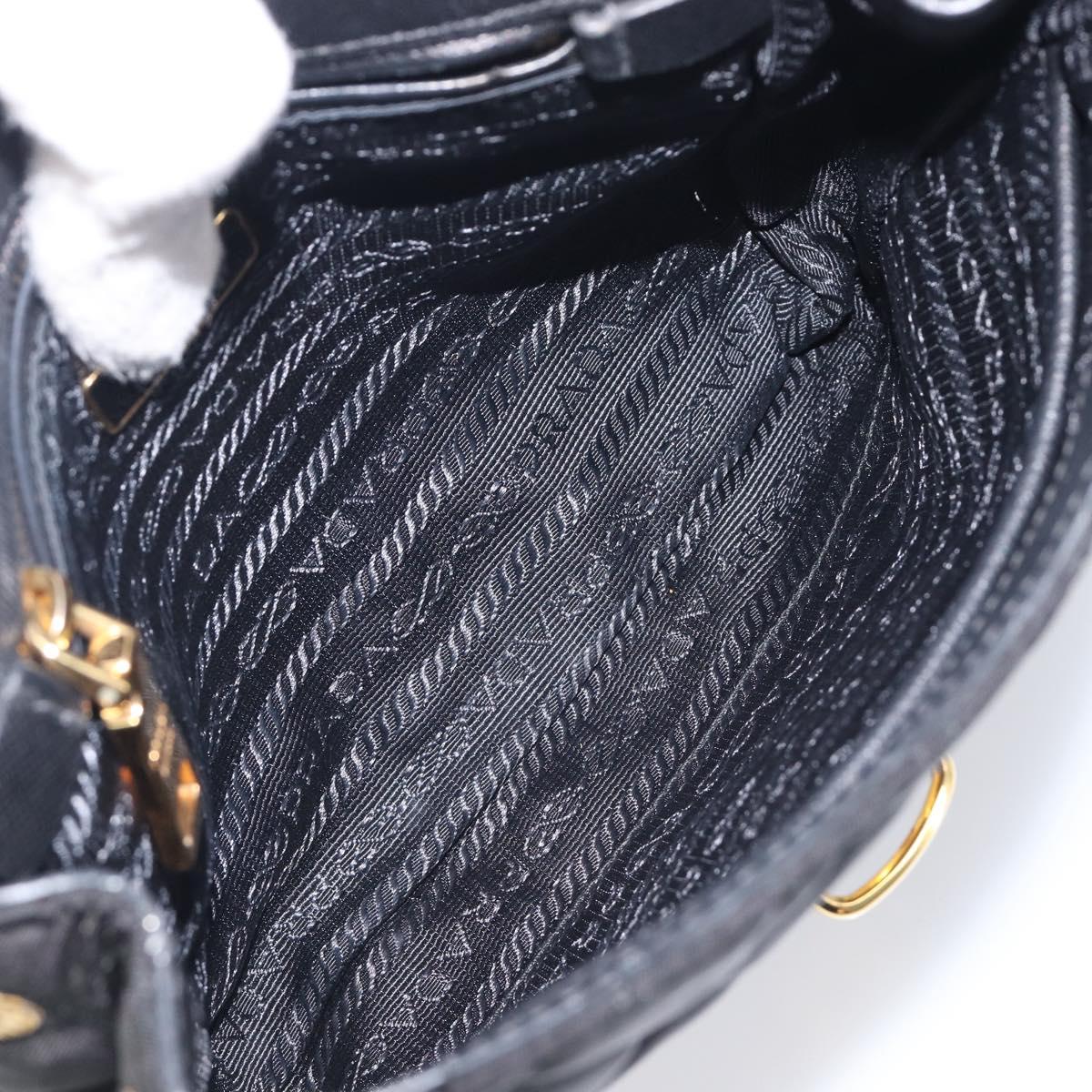 PRADA Chain Shoulder Bag Nylon Black Gold Auth 209862A