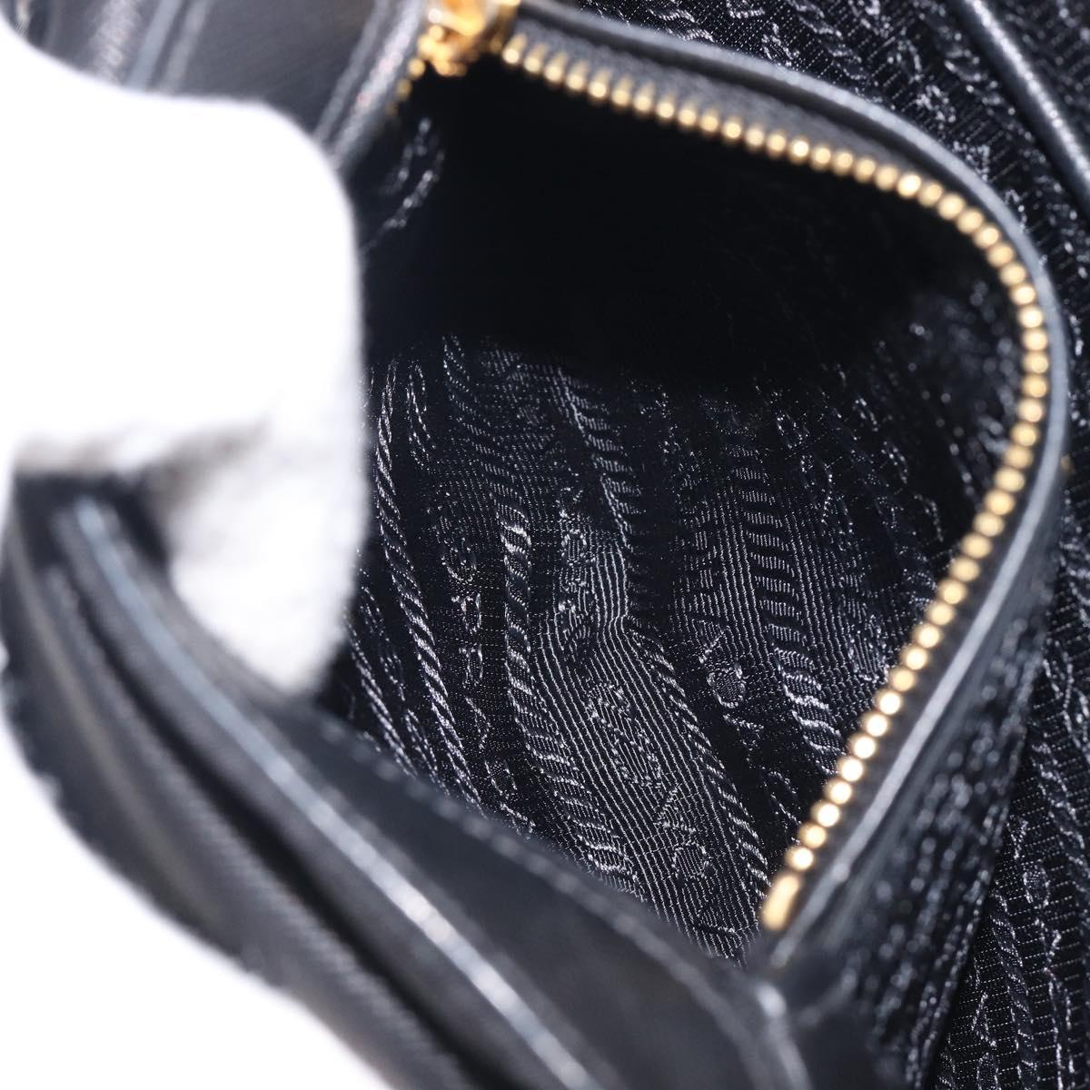 PRADA Chain Shoulder Bag Nylon Black Gold Auth 209862A