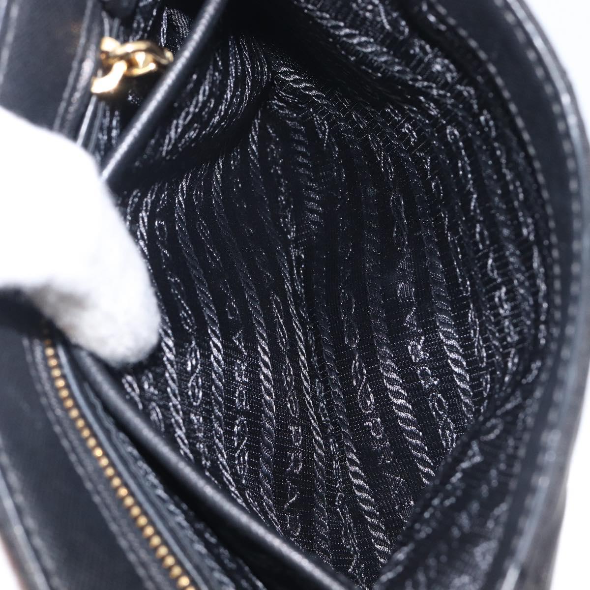 PRADA Chain Shoulder Bag Nylon Black Gold Auth 209862A
