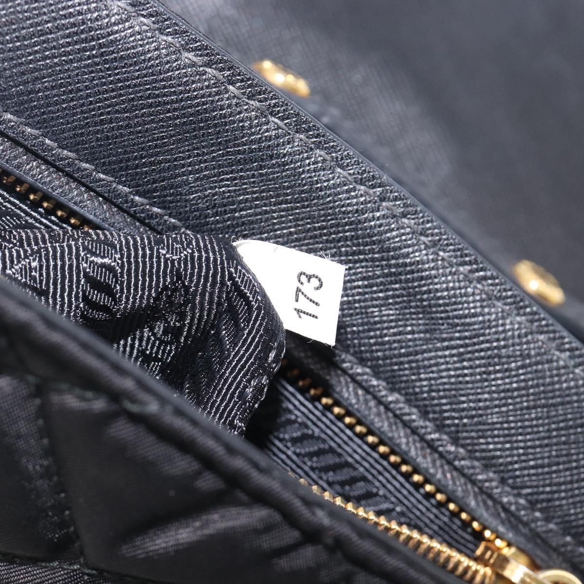 PRADA Chain Shoulder Bag Nylon Black Gold Auth 209862A