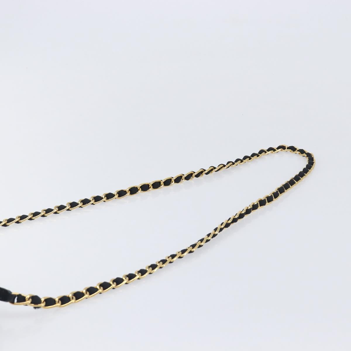 PRADA Chain Shoulder Bag Nylon Black Gold Auth 209862A
