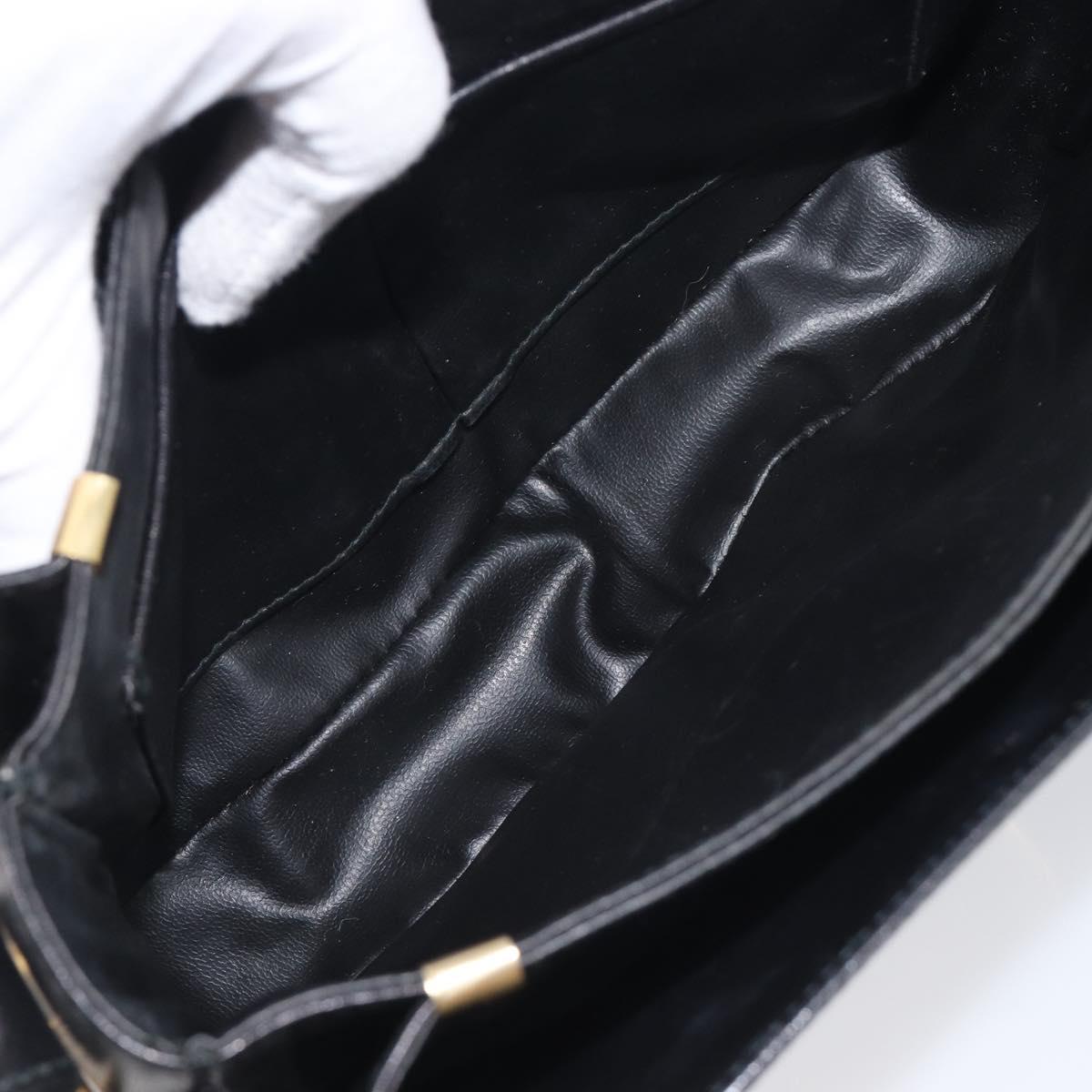 CELINE Horse Carriage Shoulder Bag Leather Black Gold Auth 209869V