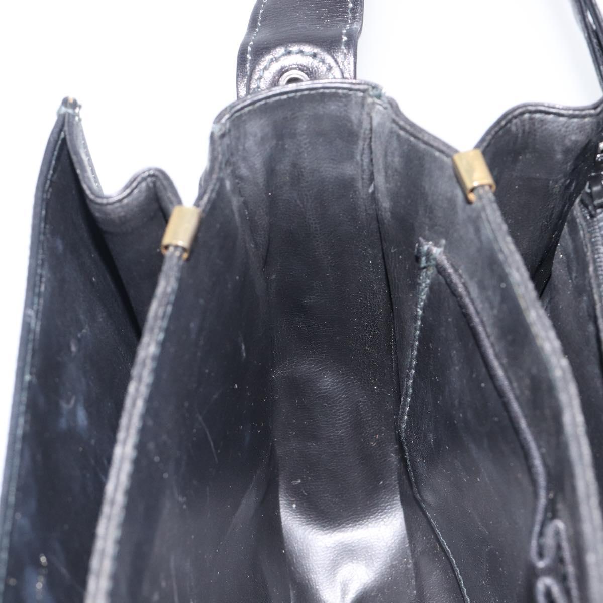 CELINE Horse Carriage Shoulder Bag Leather Black Gold Auth 209869V