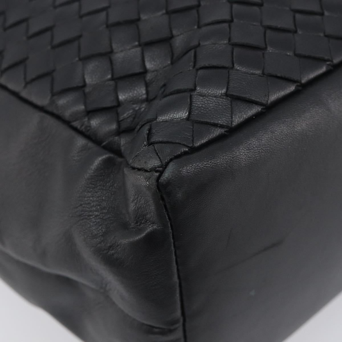 Bottega Veneta INTRECCIATO Hand Bag Leather Black 146793 Auth 209872V