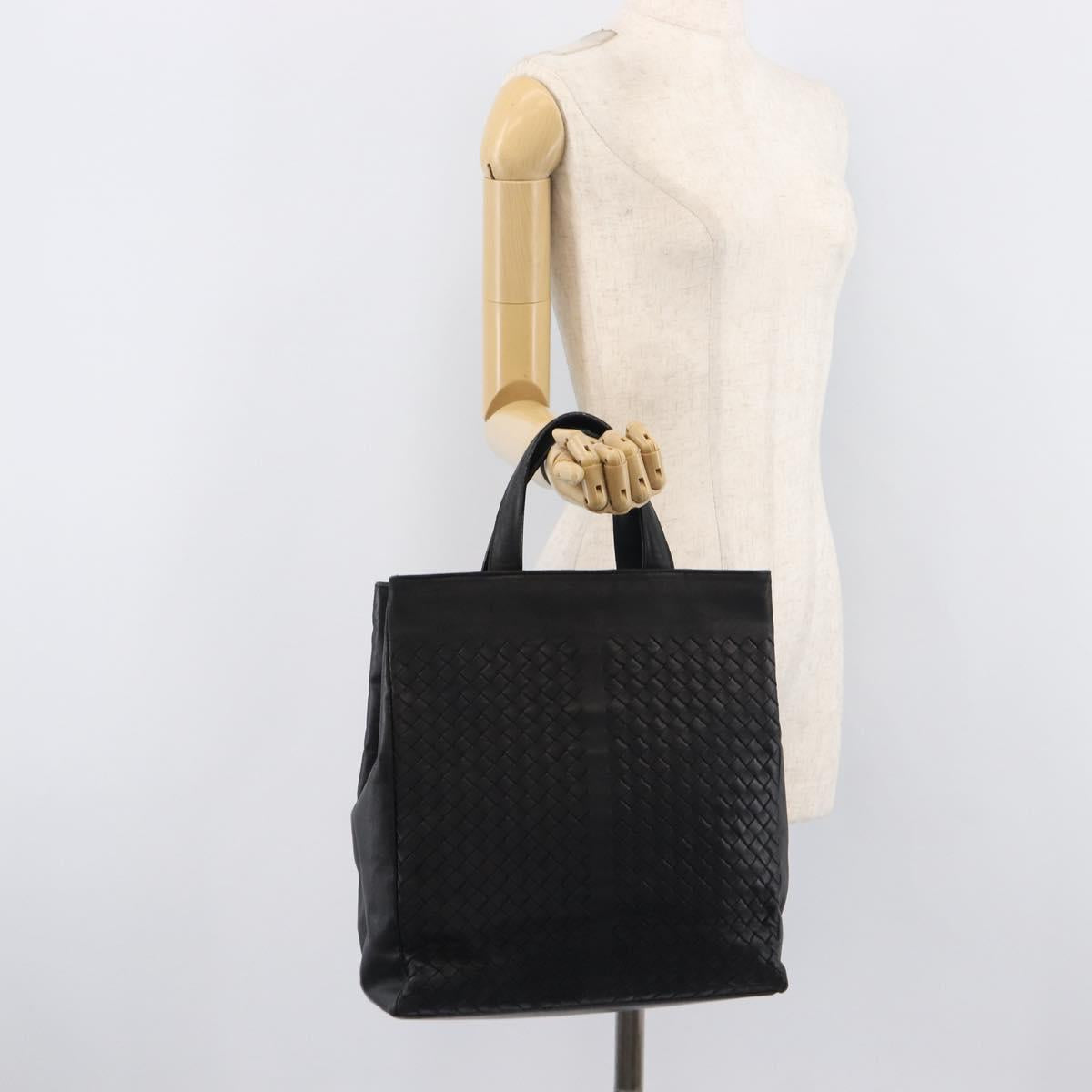 Bottega Veneta INTRECCIATO Hand Bag Leather Black 146793 Auth 209872V