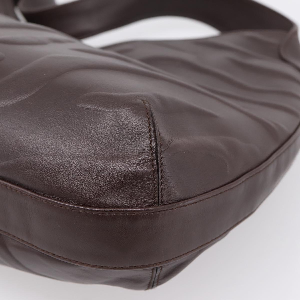 Cartier PANTHERE Shoulder Bag Leather Brown Gold Auth 209873V