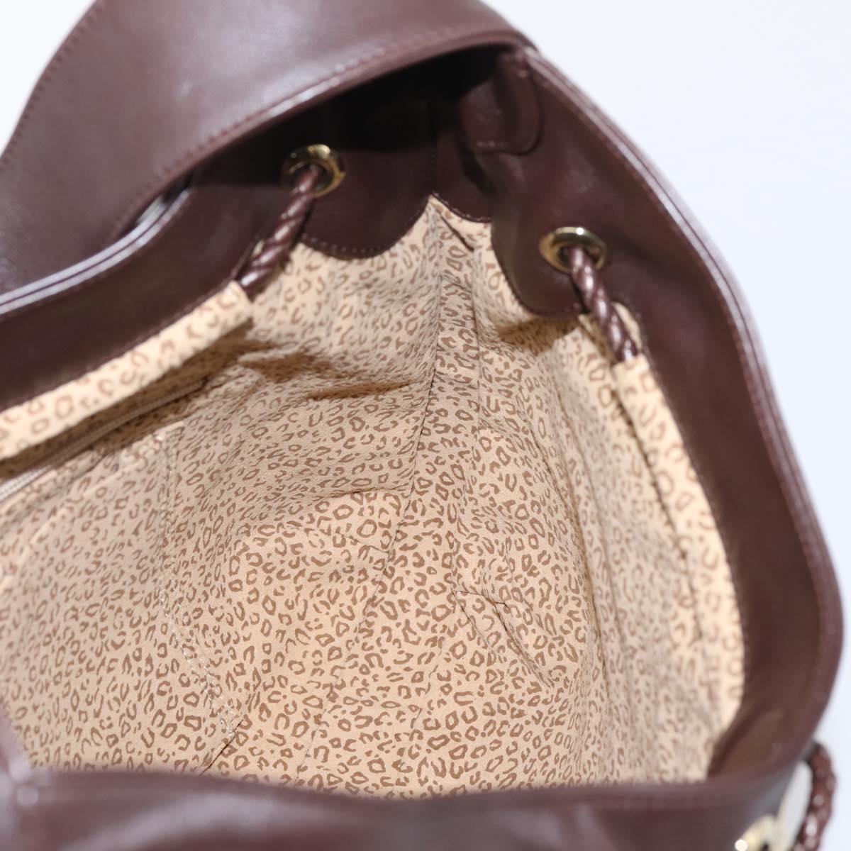 Cartier PANTHERE Shoulder Bag Leather Brown Gold Auth 209873V