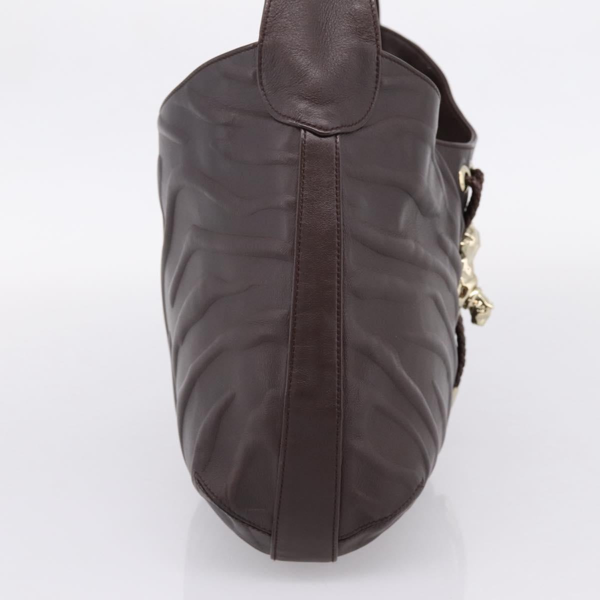 Cartier PANTHERE Shoulder Bag Leather Brown Gold Auth 209873V