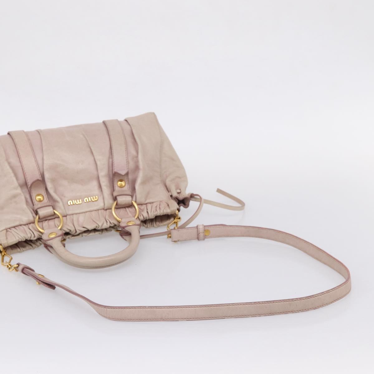 Miu Miu Hand Bag Vitellolux 2way Pink Gold Auth 209875V