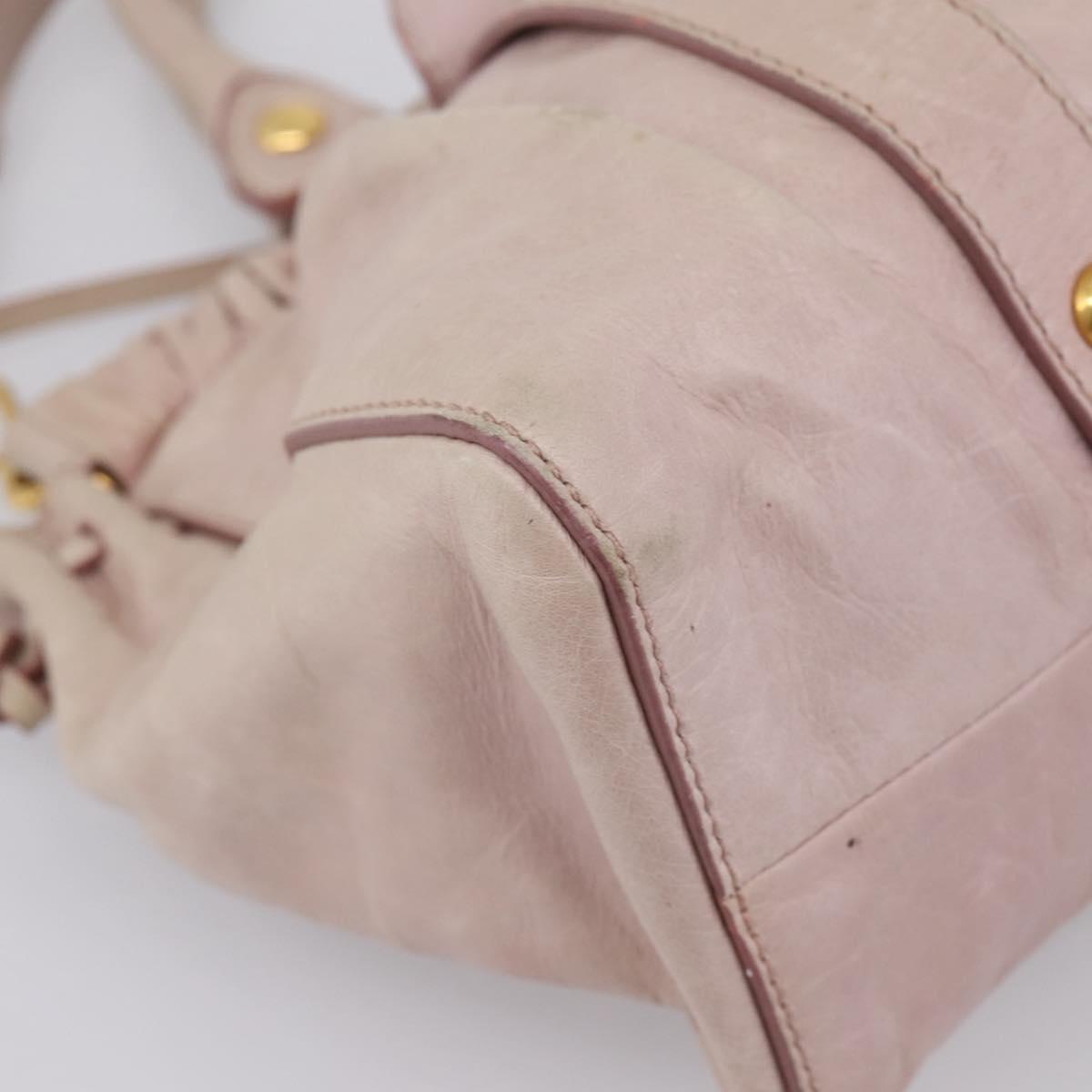 Miu Miu Hand Bag Vitellolux 2way Pink Gold Auth 209875V