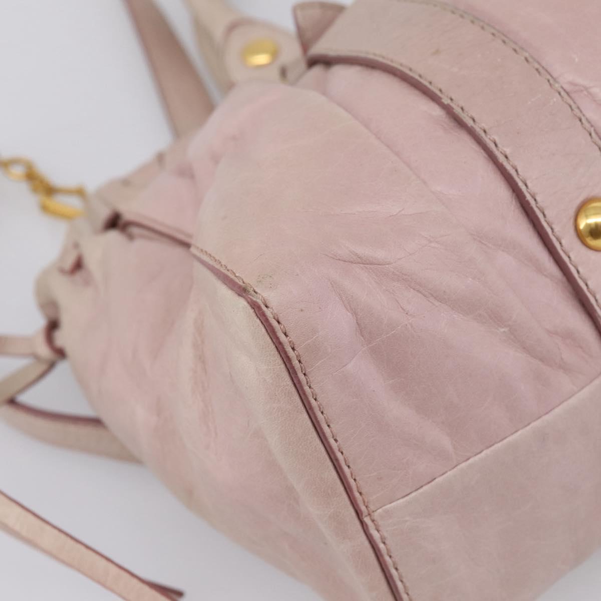Miu Miu Hand Bag Vitellolux 2way Pink Gold Auth 209875V